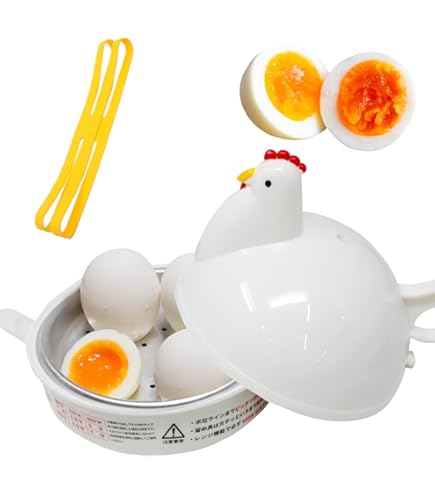 Amazon | FGAJKG ゆでたまご器 にわとり柄 4個用 電子レンジ用